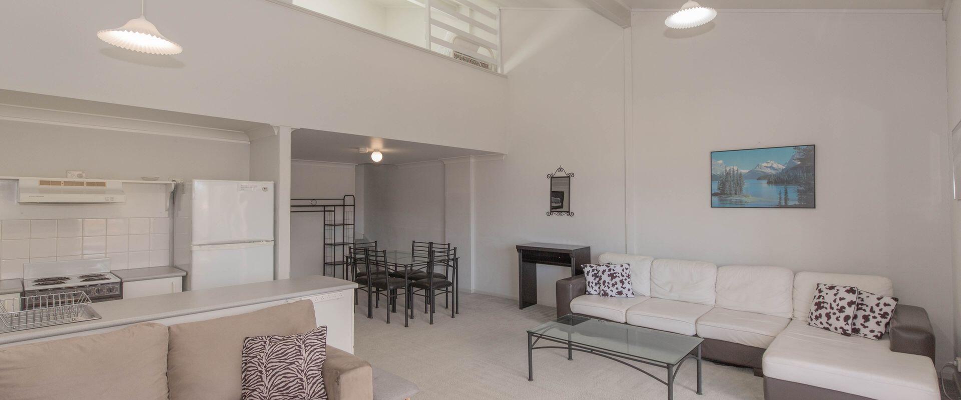 This two bedroom, one bathroom split level apartment is spacious with full kitchen, laundry facilities, and balcony, perfectly suited for a family or small group of friends.
